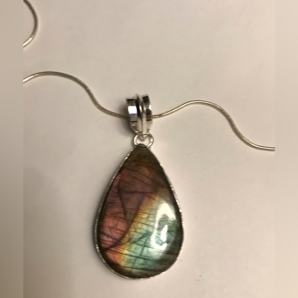 Labradorite Stamped 925 Sterling Silver Necklace